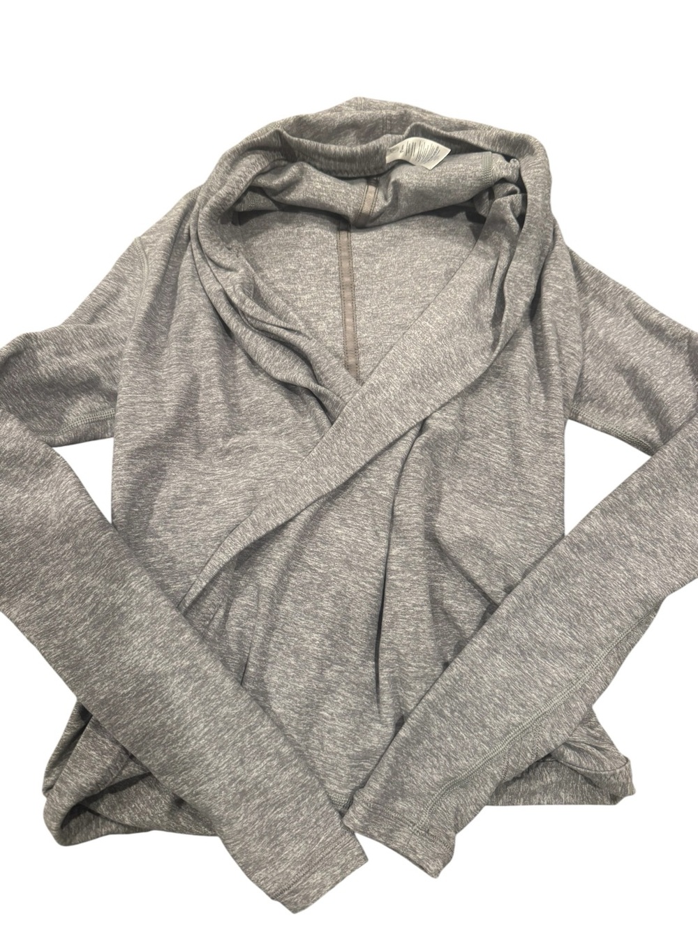 Ivivva Light Heather Gray Draped Open-Front Hoodie Cardigan